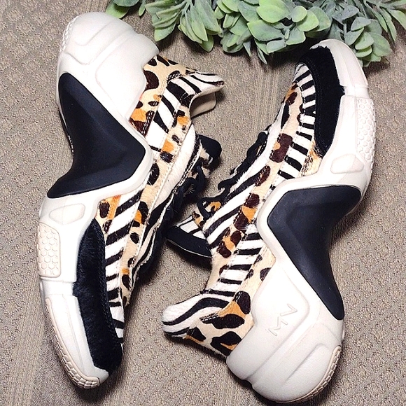 Mark Nason Animal Print Leopard Zebra Hair Calf Trainer Shoes - Picture 4 of 15